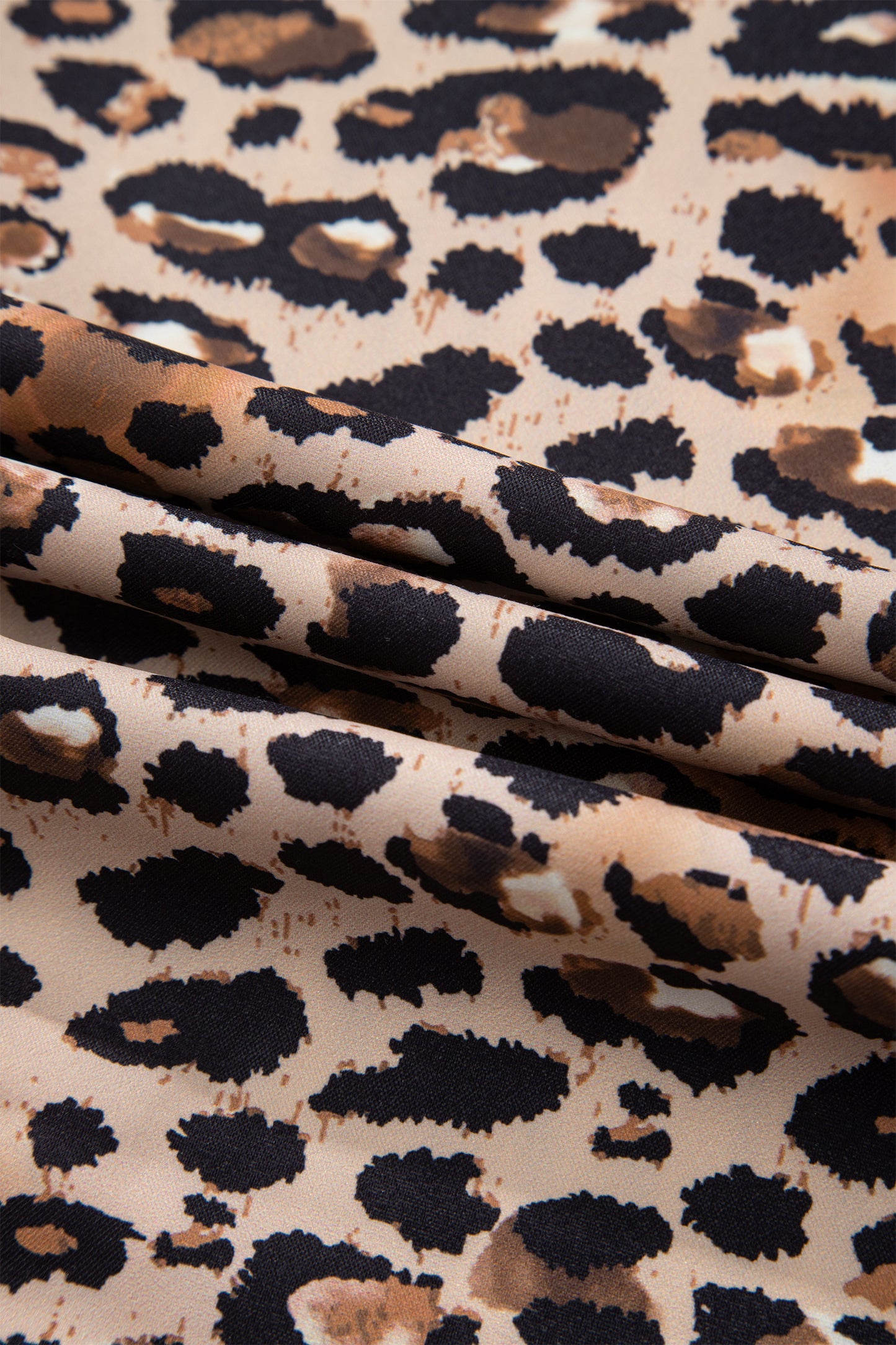 Stripe Contrast Leopard Patchwork Long Shirt Dress with Slits