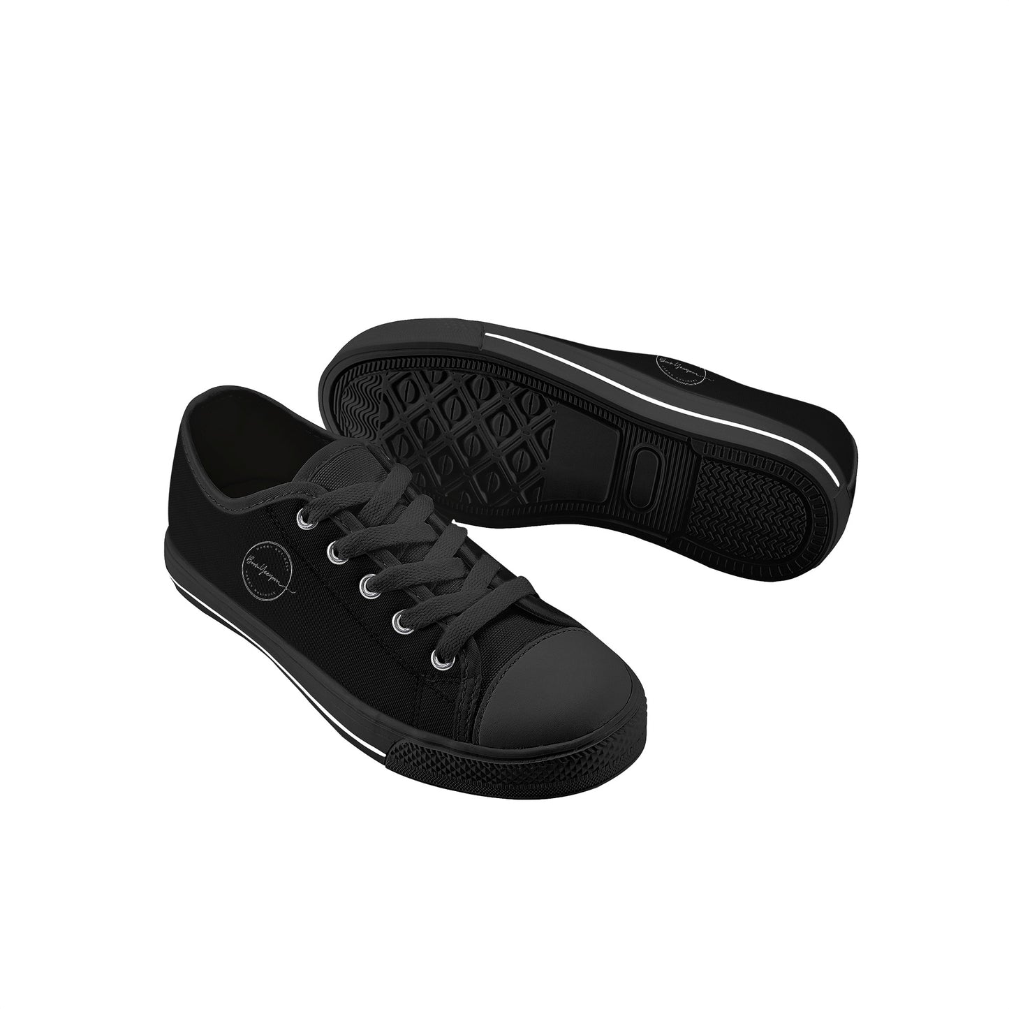 Kid's Black Low Top Canvas Shoes