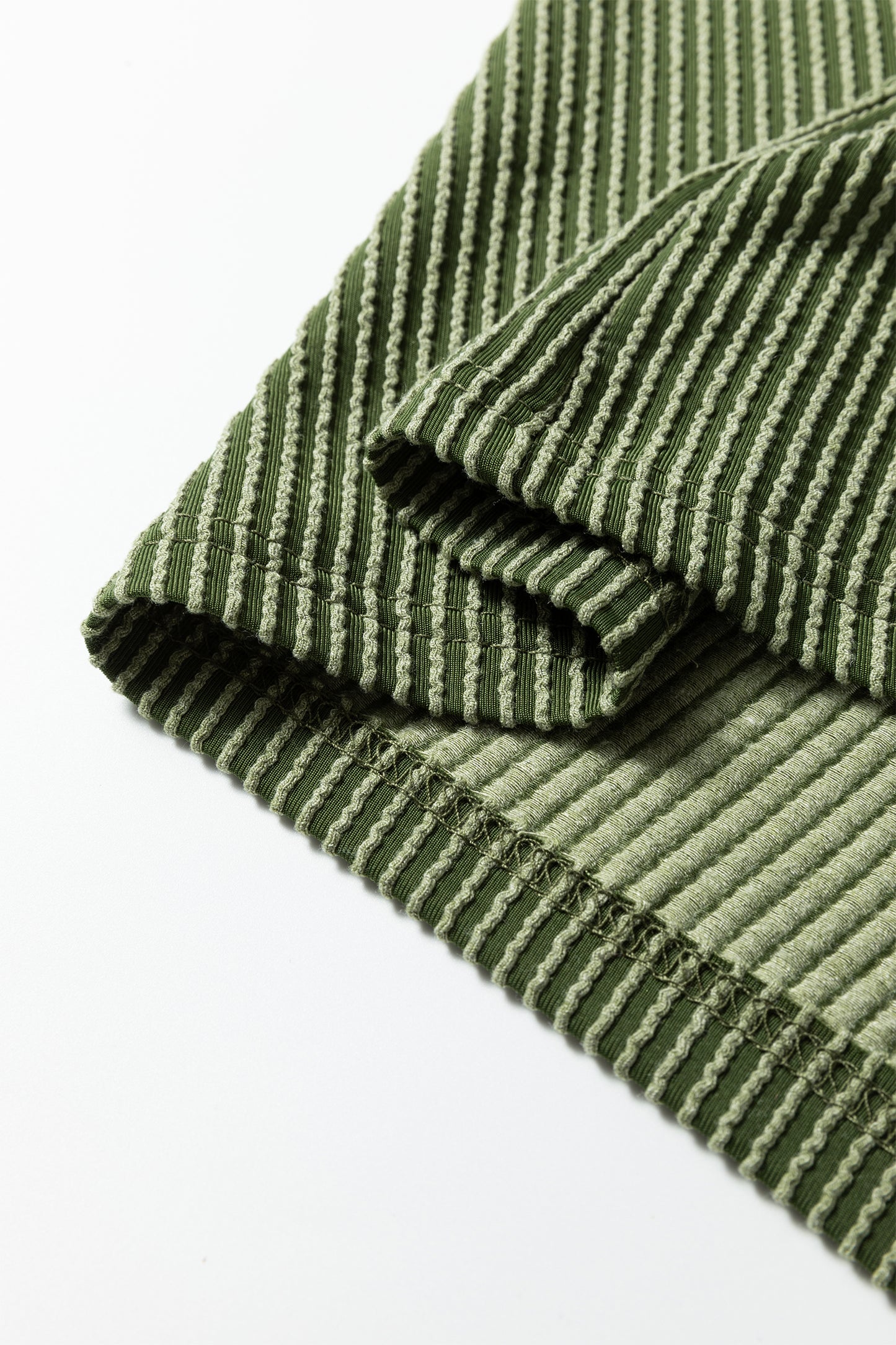 Plus Size Contrast Frilled Neckline Ruffled Short Sleeve Ribbed Textured Blouse