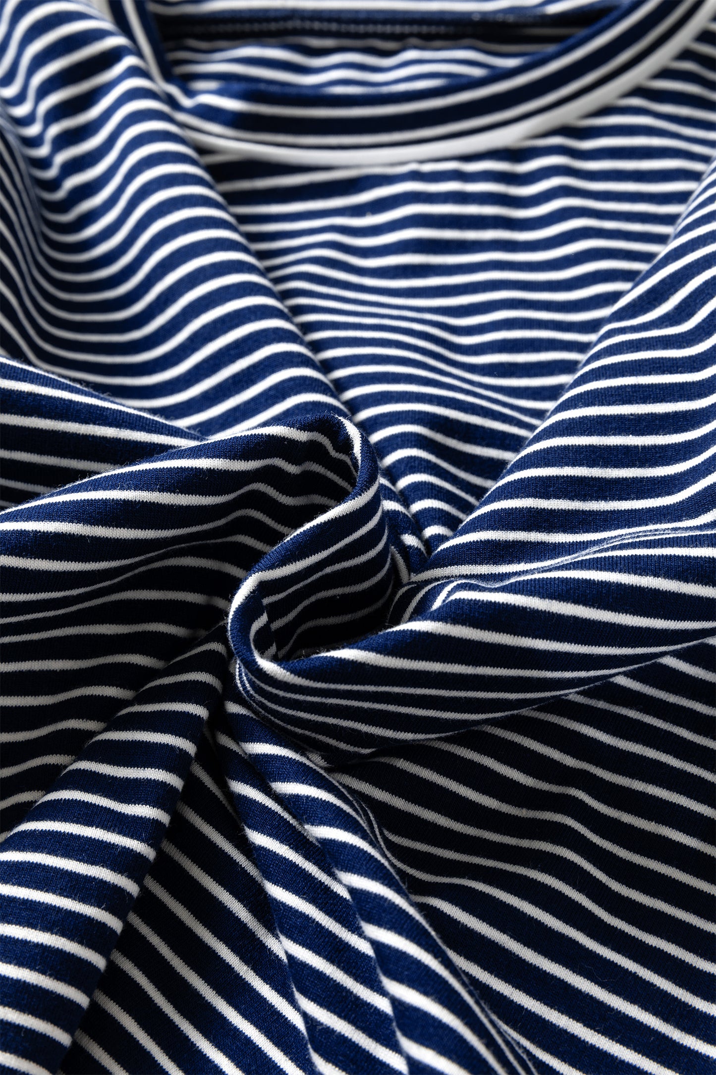 Stripe Drop Shoulder Tee and Buttoned Shorts Lounge Set - Blue