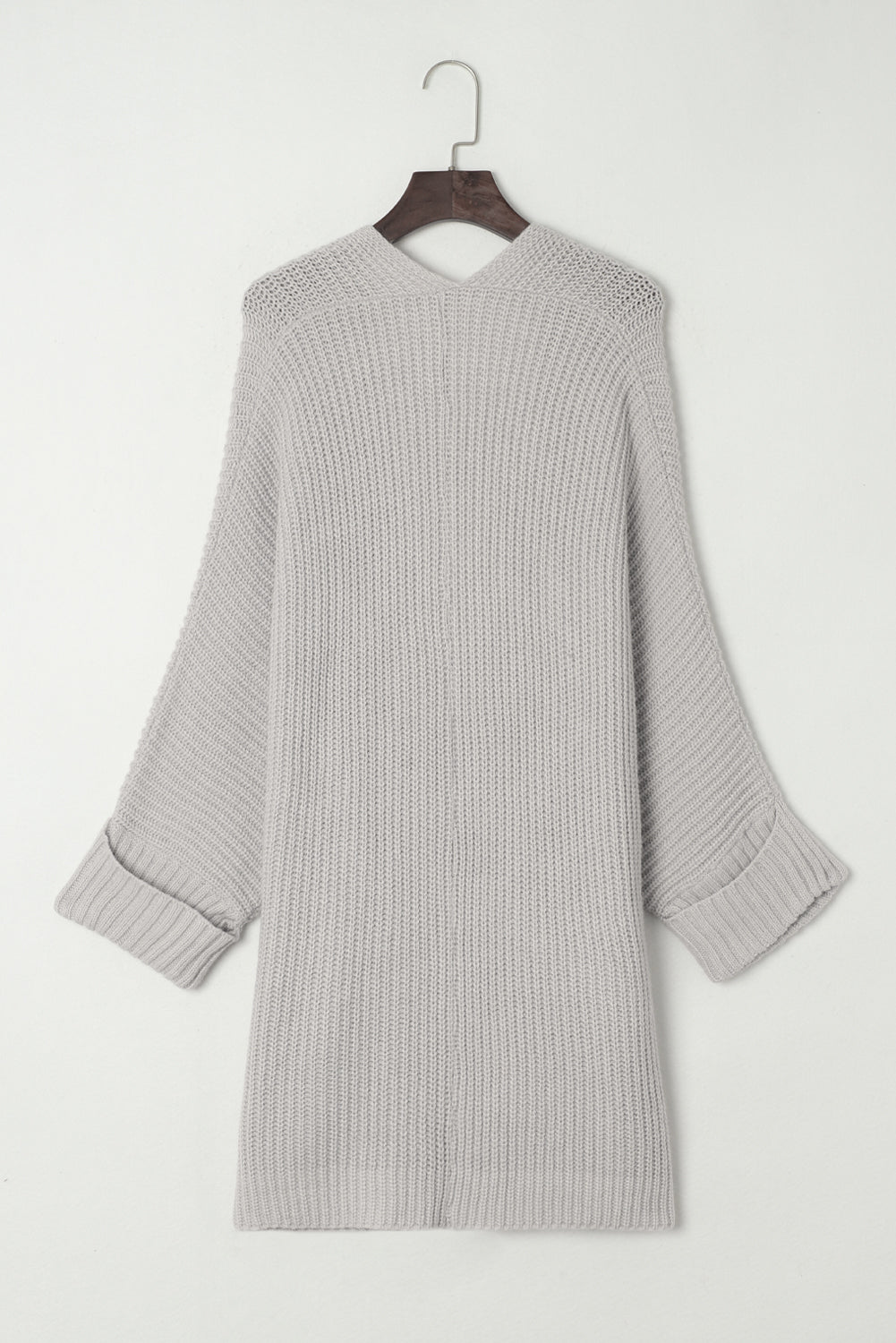 Grey Batwing Sleeve Oversized Cable Knit Cardigan with Pockets