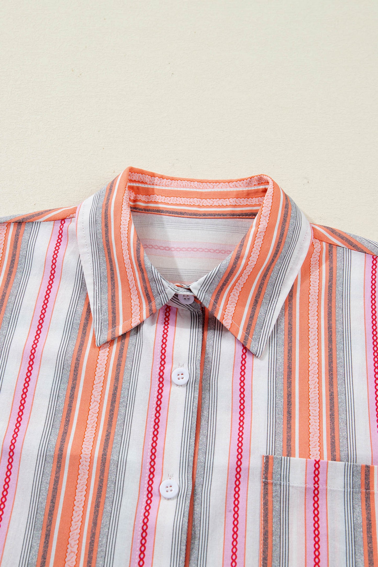 Stripe Button Up Short Sleeve Shirt