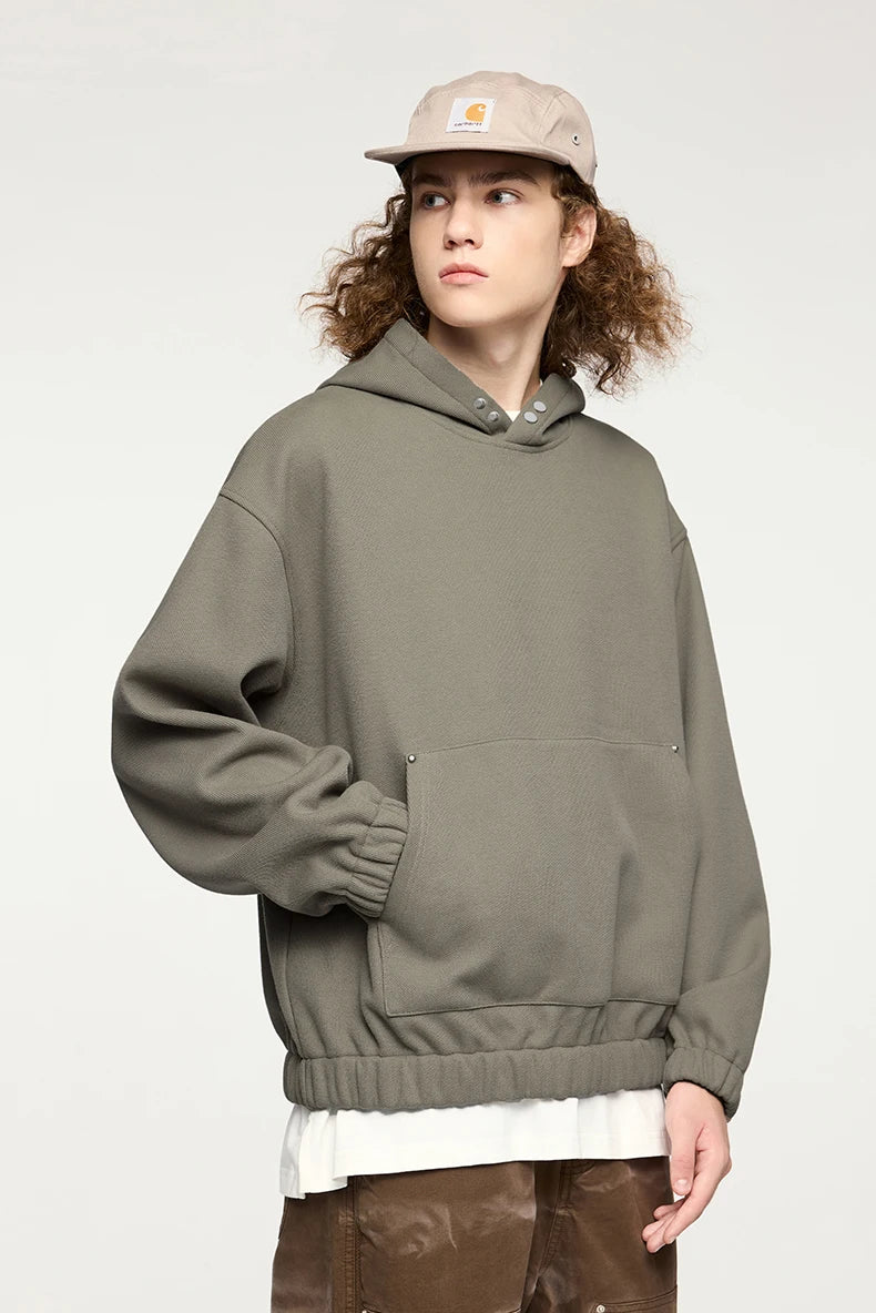 Men's Heavyweight Fleece Crop Boxy Premium Cozy Hooded Sweatshirt