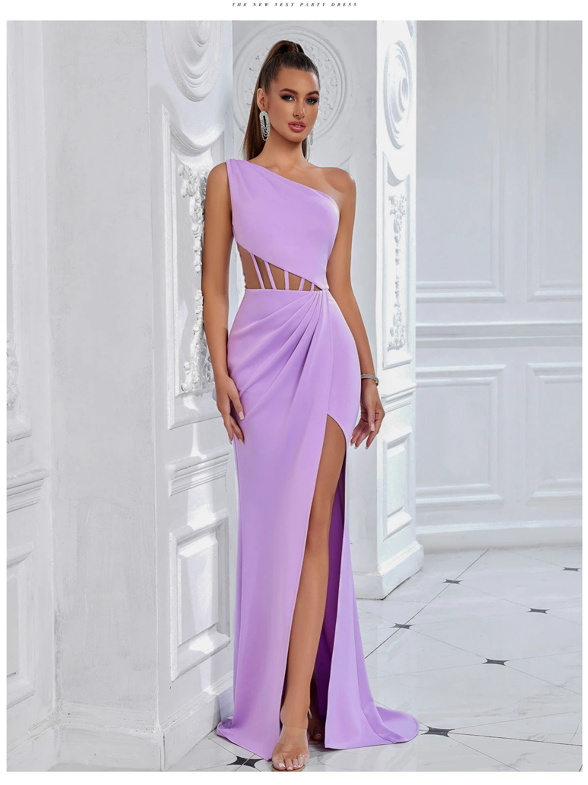 Women's One Shoulder Mesh Summer Sleeveless Draped Dress