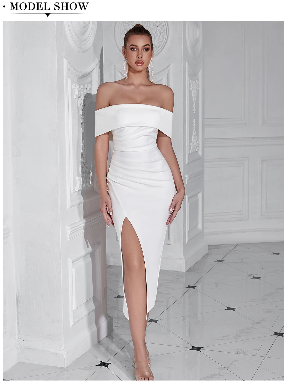 Women's Summer Midi Off Shoulder Draped Party Dress