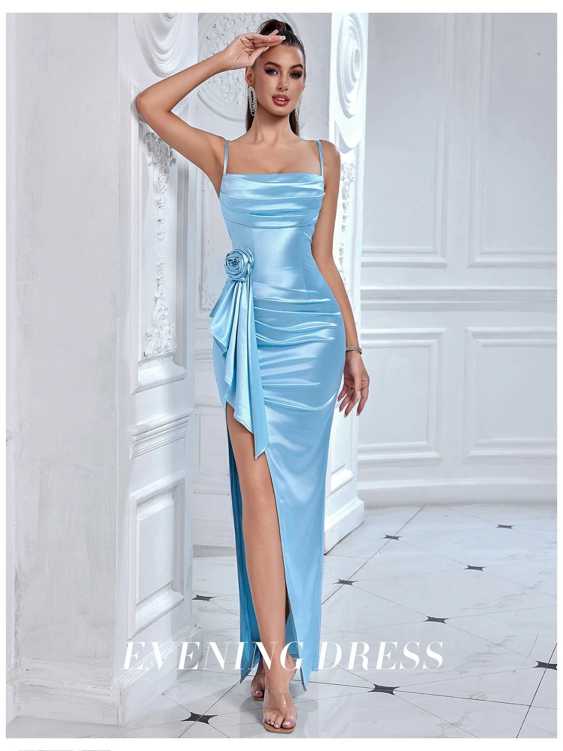 Women's Spaghetti Strap Summer Square Collar Sleeveless Dress