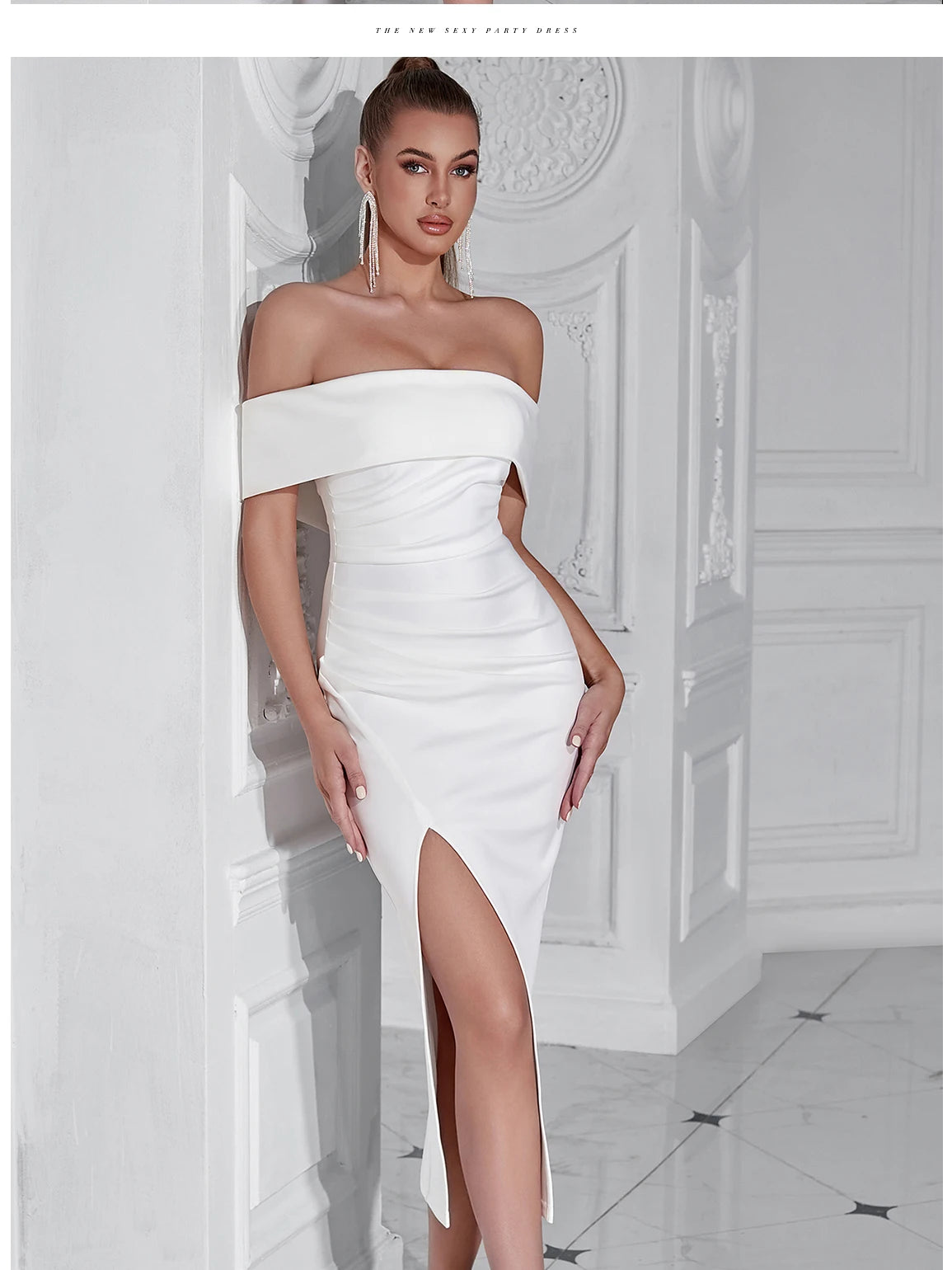 Women's Summer Midi Off Shoulder Draped Party Dress