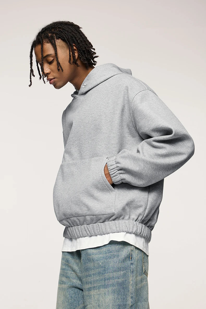 Men's Heavyweight Fleece Crop Boxy Premium Cozy Hooded Sweatshirt