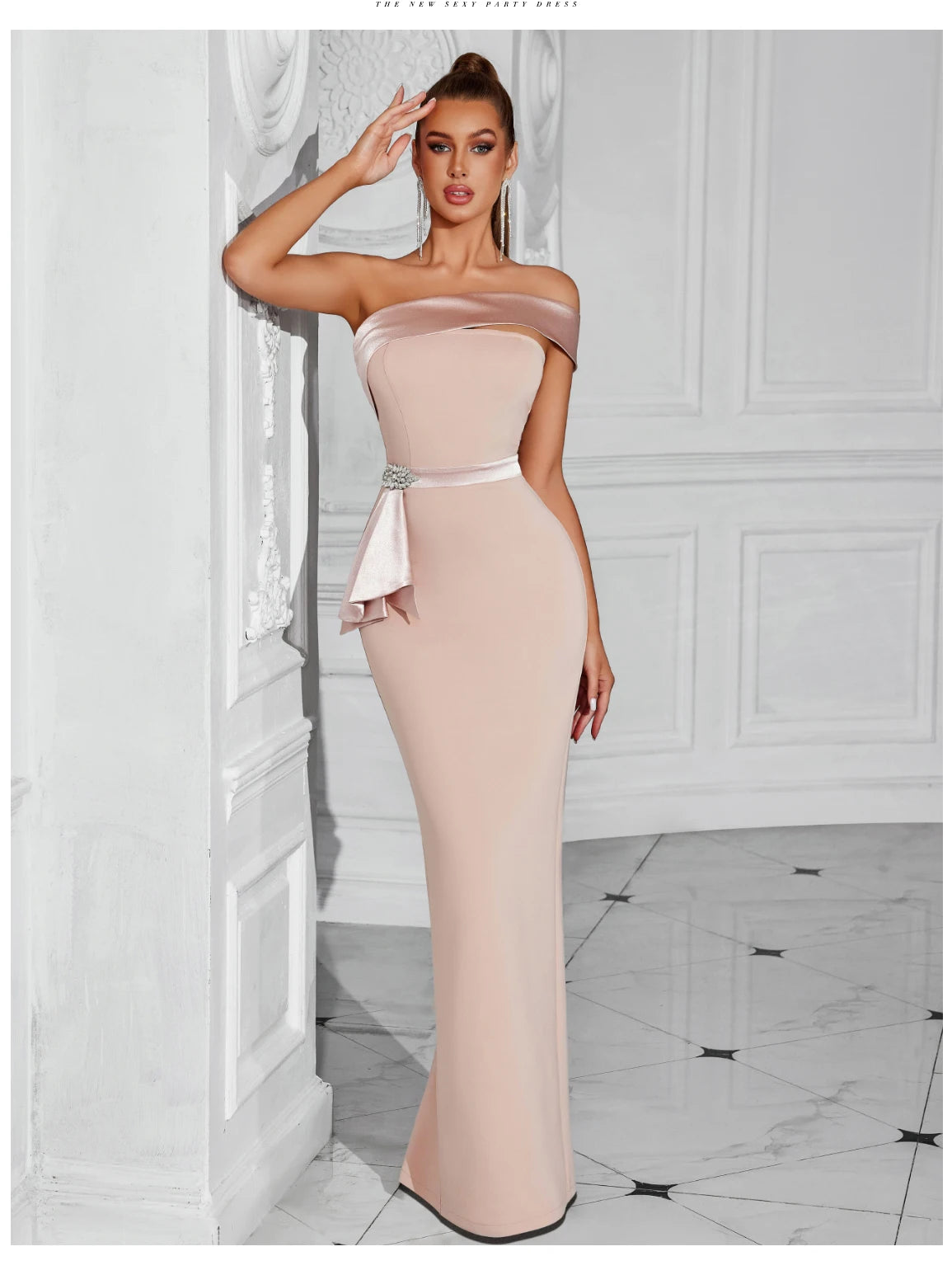 Women's One Shoulder Diamond Bodycon Club Dress