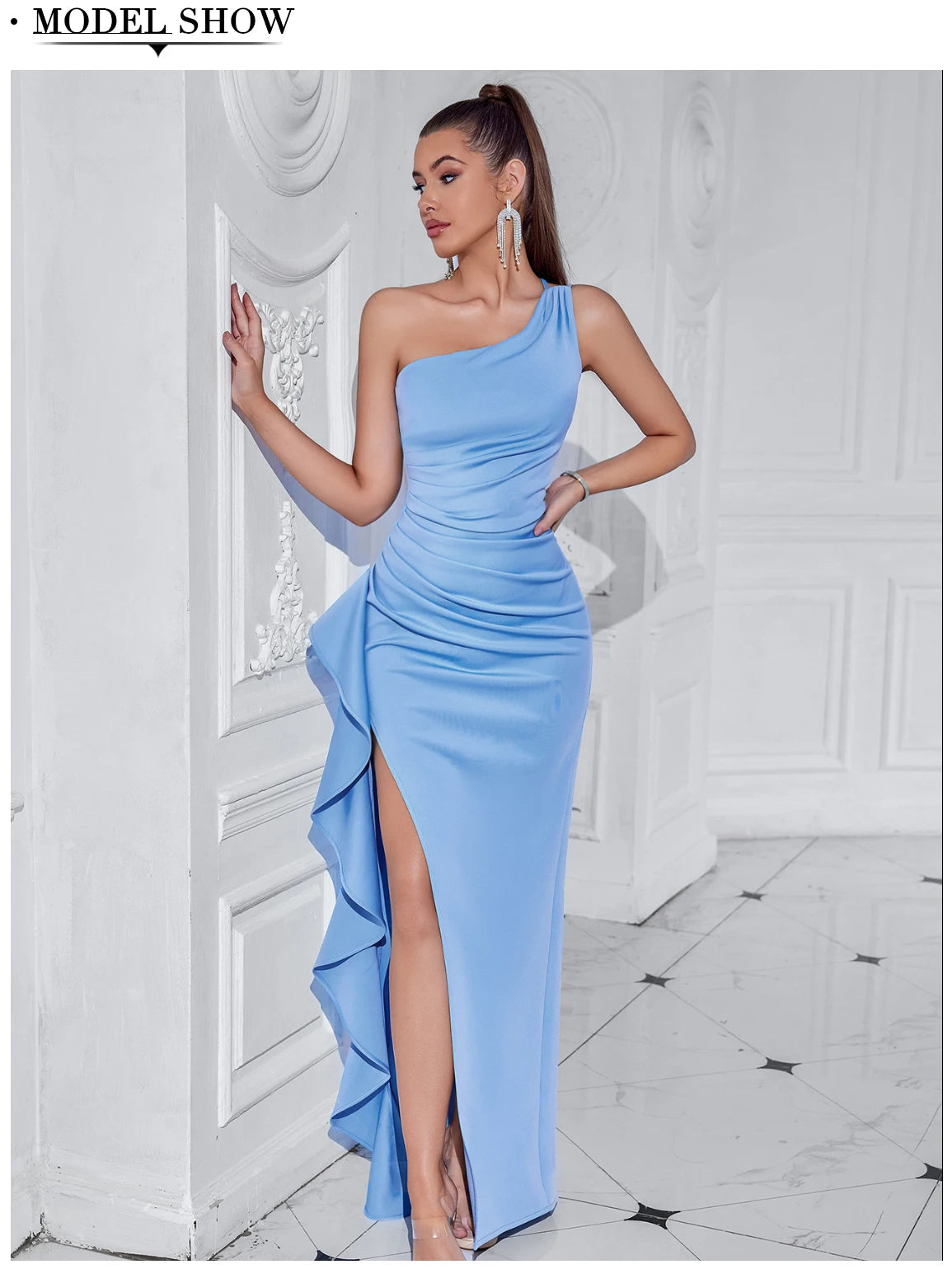 Women's Summer Ruffles One Shoulder Sleeveless Party Dress