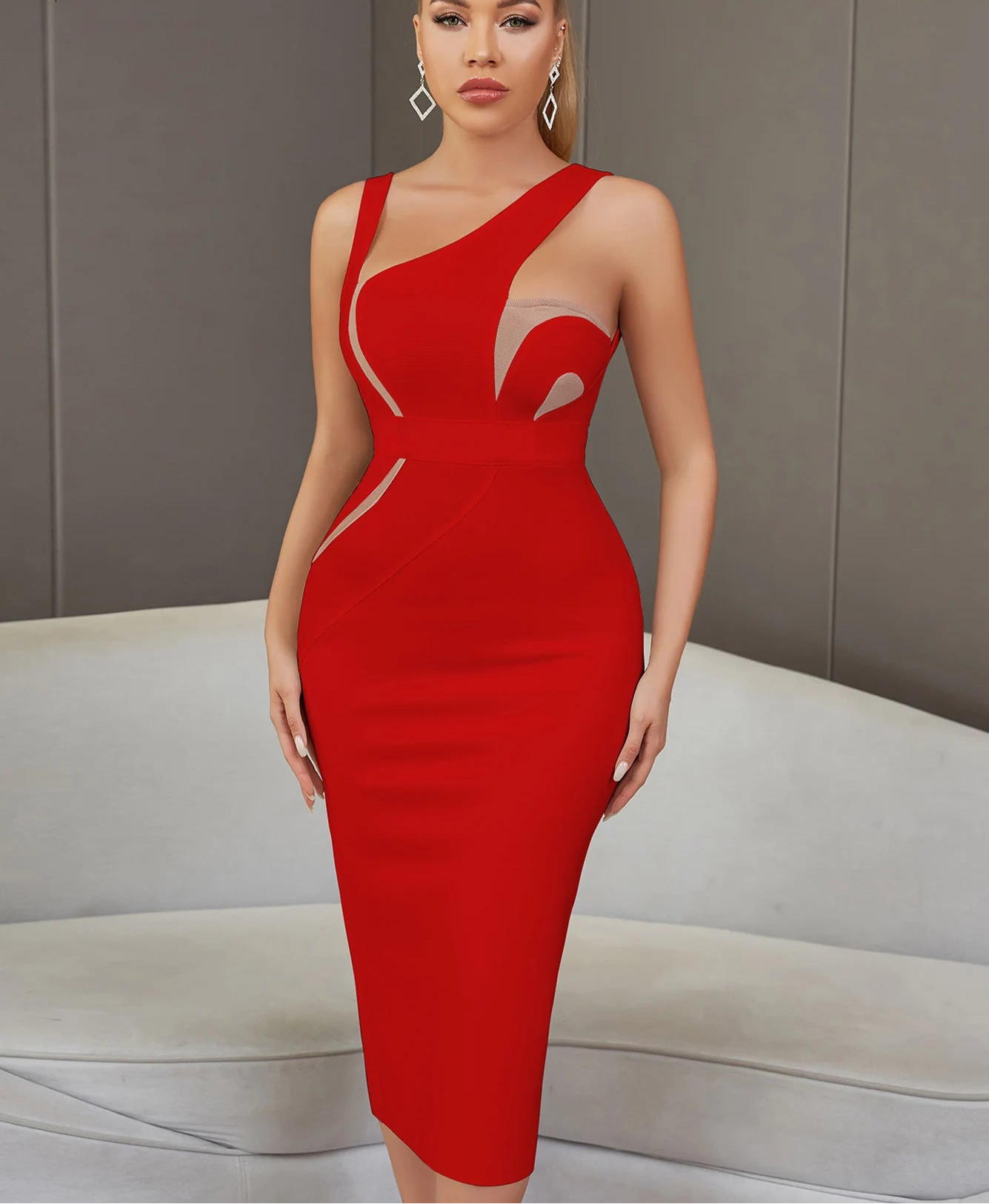 Backless Bandage Midi Dress - Sleeveless Bodycon Party Dress