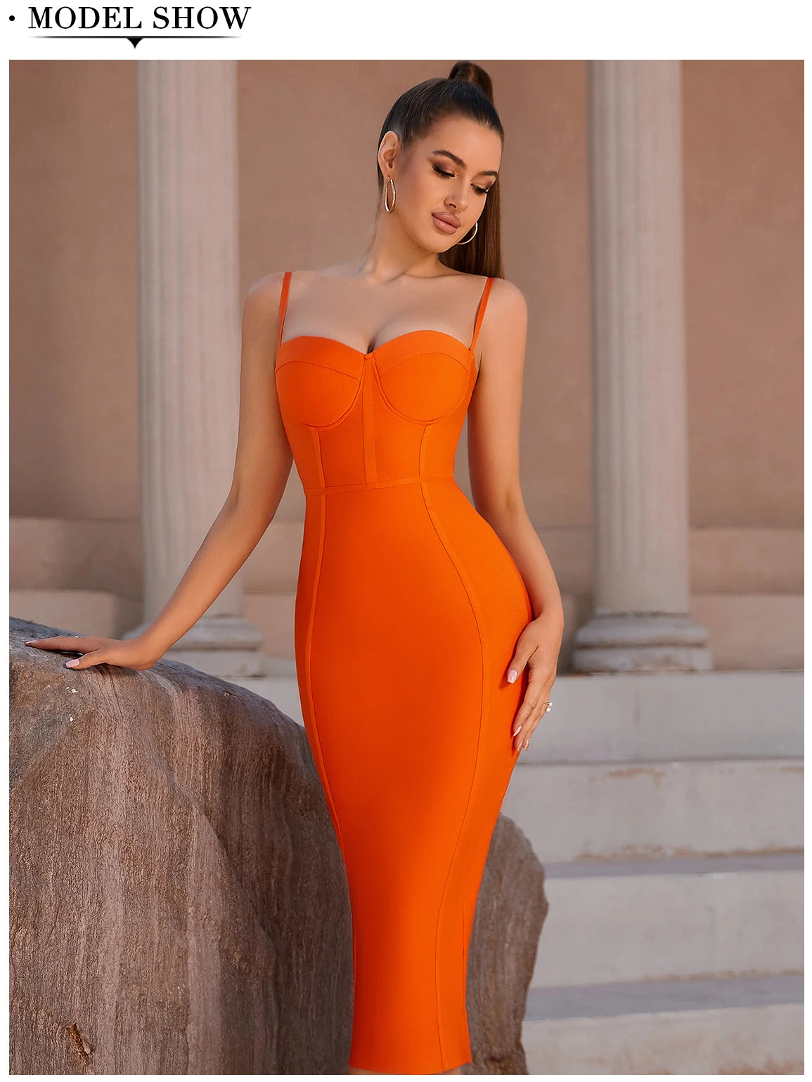 Women's Summer Sleeveless Bandage Spaghetti Strap Bodycon Evening Dress