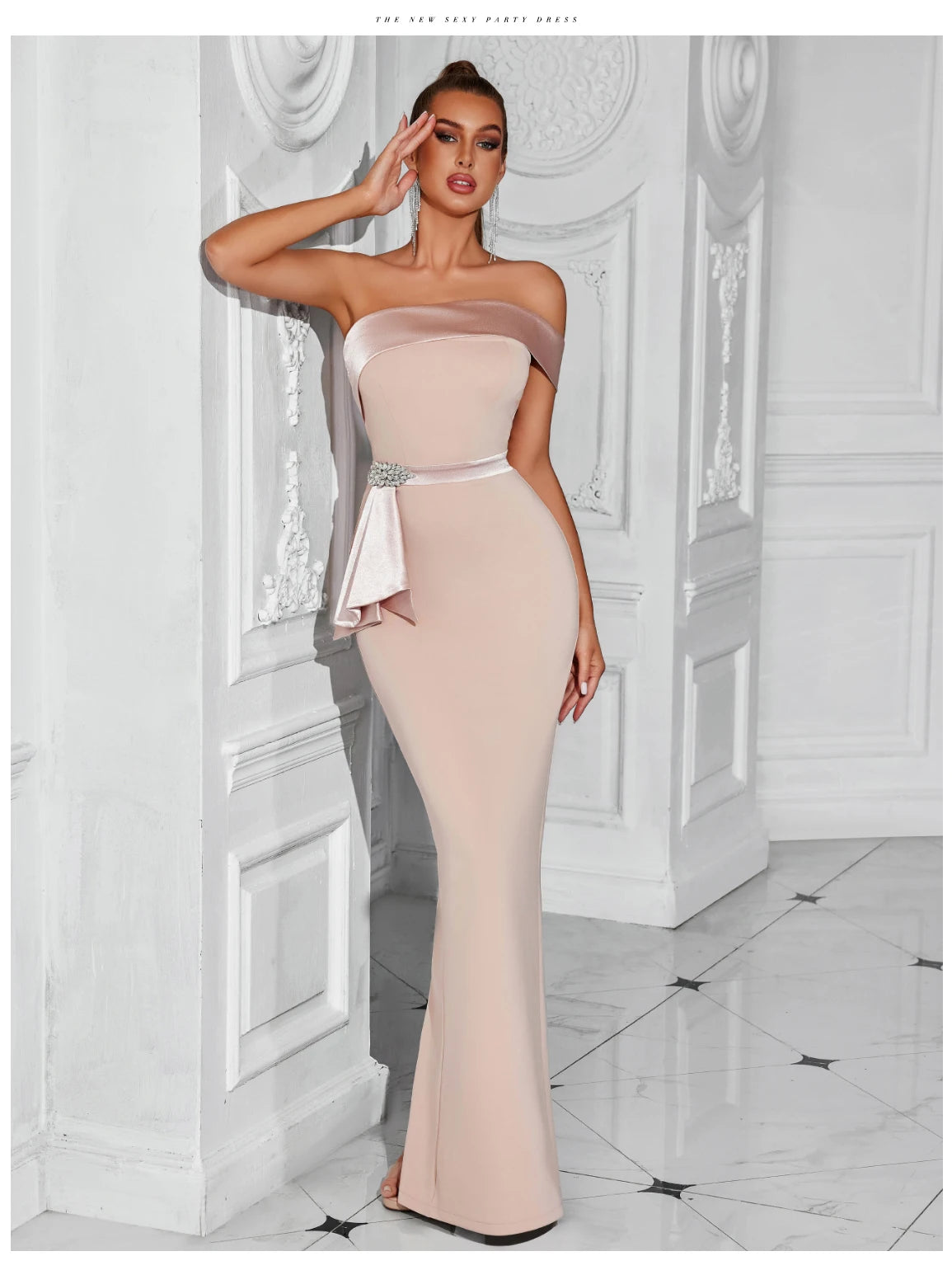Women's One Shoulder Diamond Bodycon Club Dress