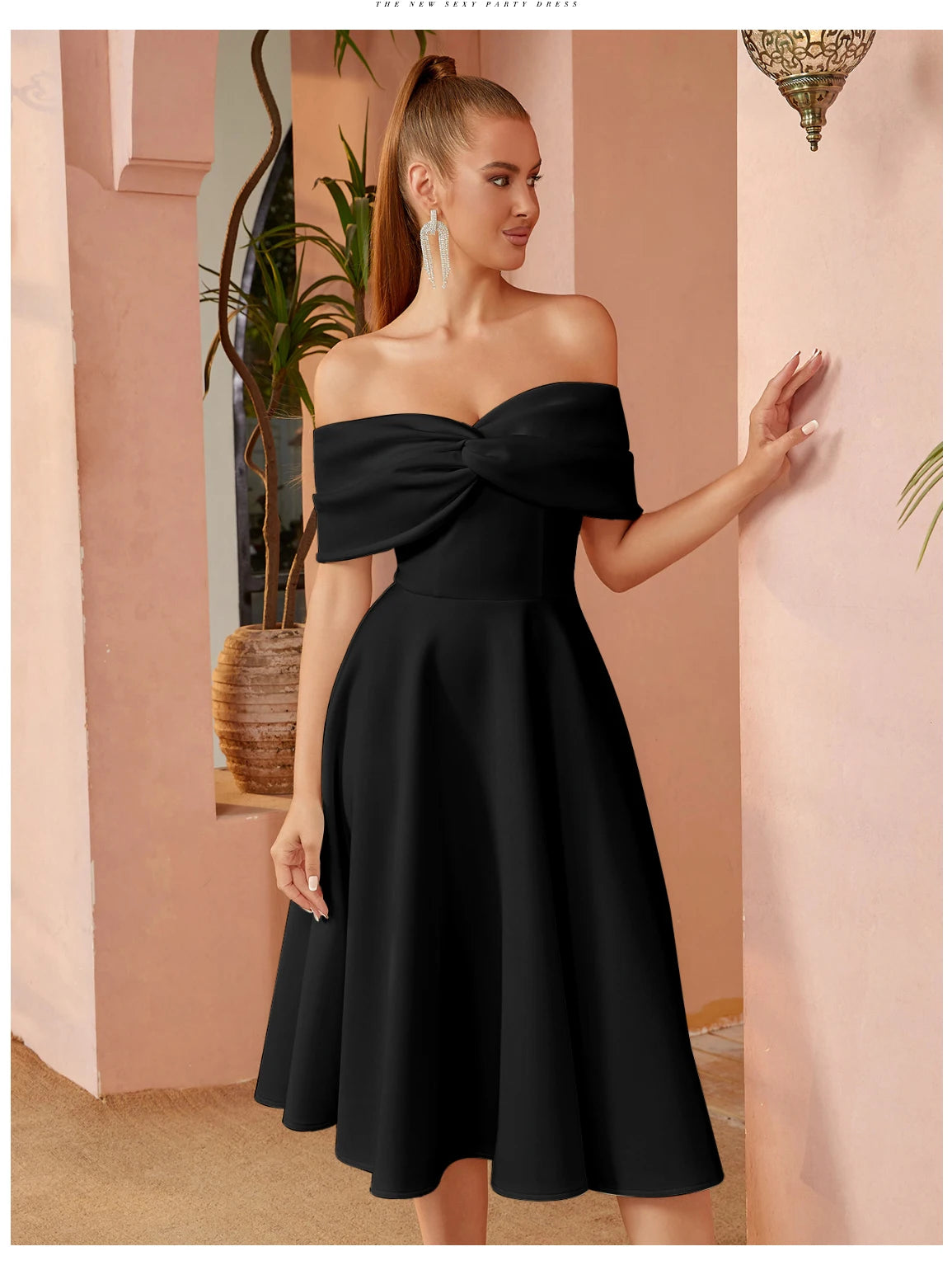 Off Shoulder Bow Elegant Evening Gown Dress