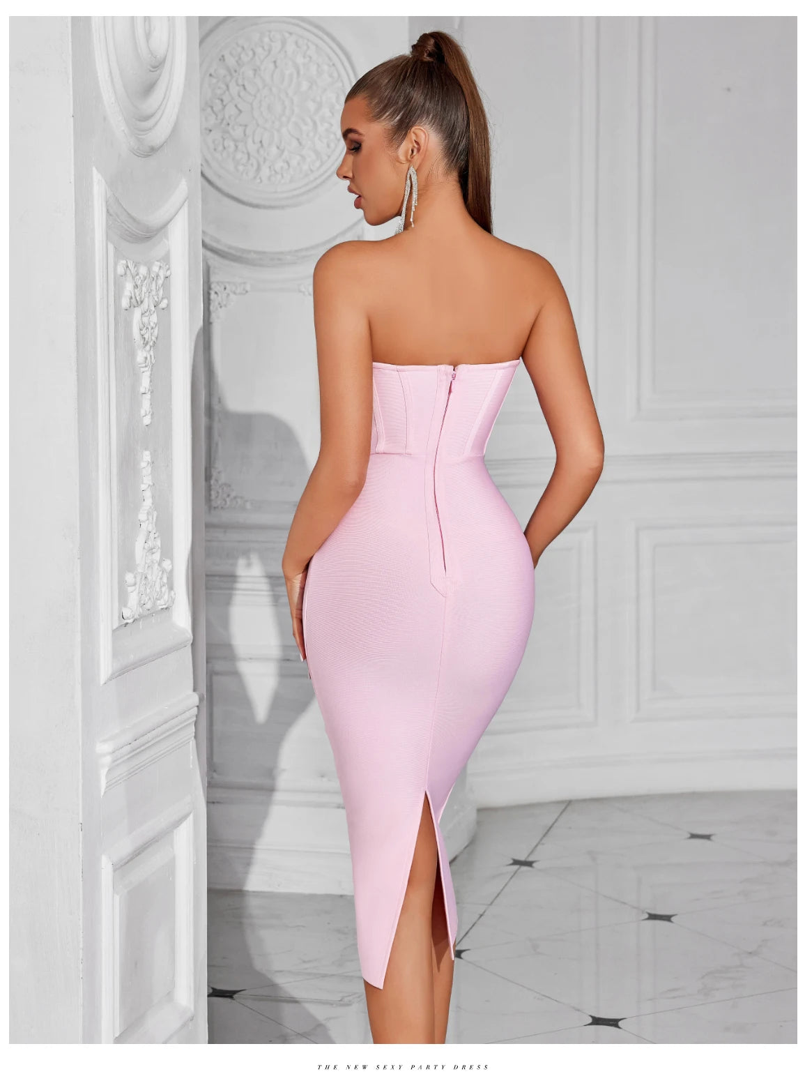 Women's Strapless Tassel Summer Sleeveless Elegant Club Evening Party Dress