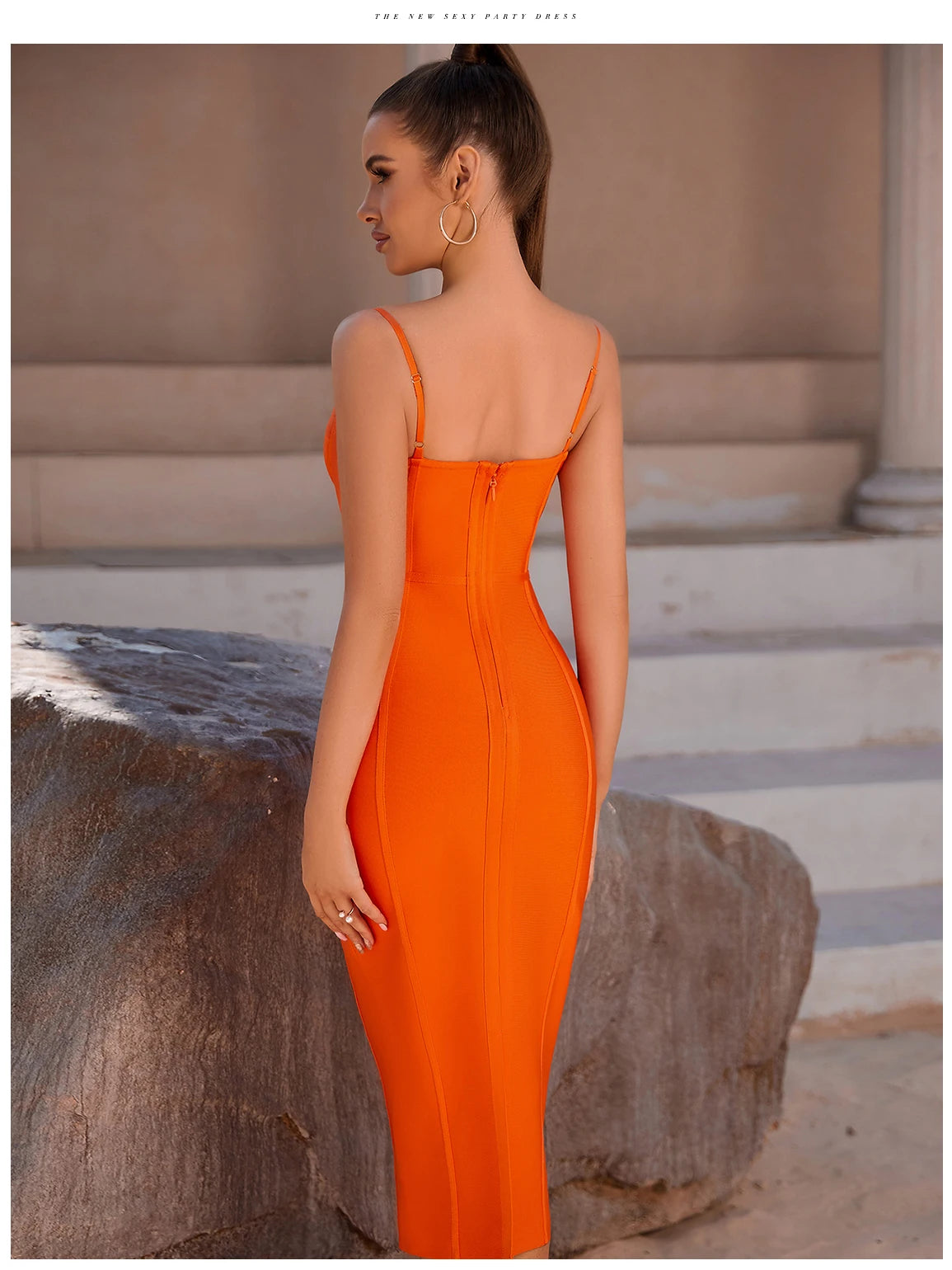 Women's Summer Sleeveless Bandage Spaghetti Strap Bodycon Evening Dress