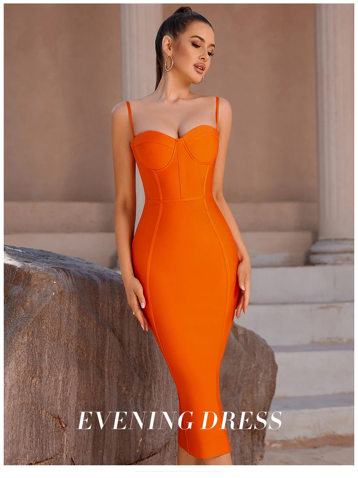 Women's Summer Sleeveless Bandage Spaghetti Strap Bodycon Evening Dress