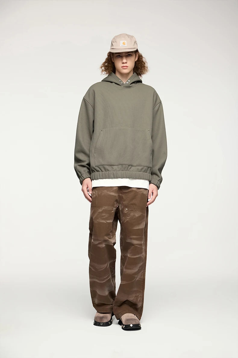 Men's Heavyweight Fleece Crop Boxy Premium Cozy Hooded Sweatshirt