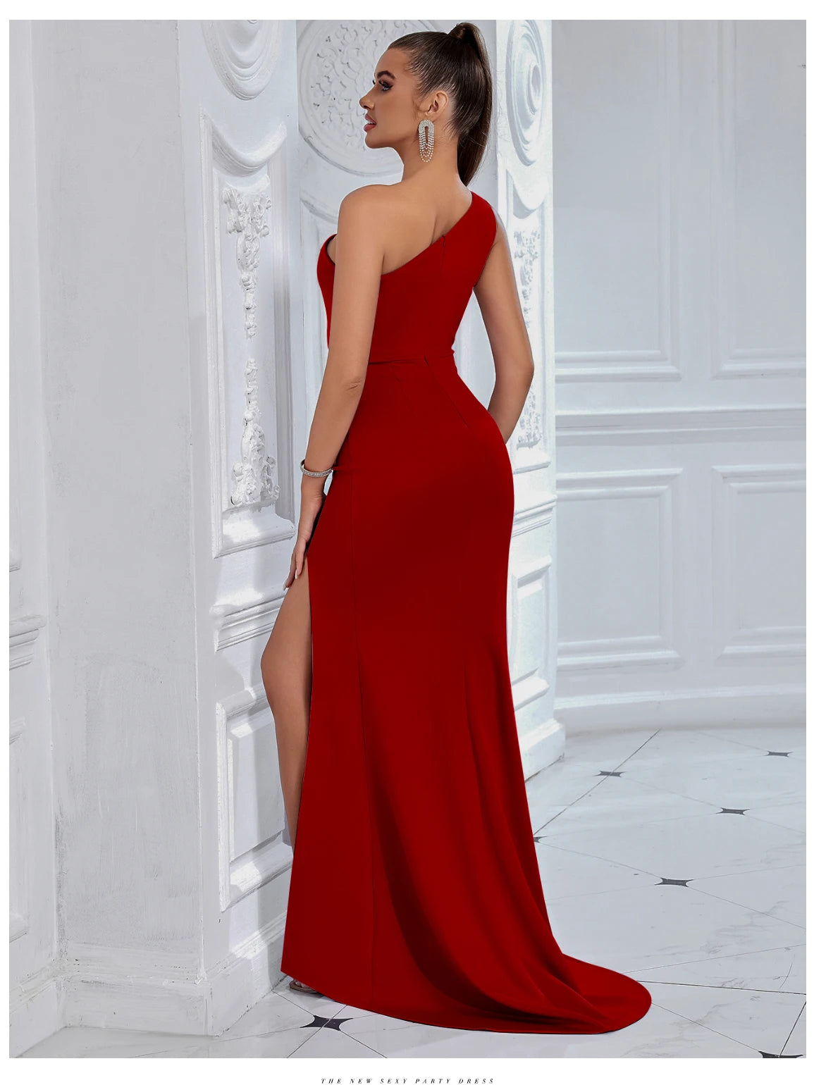 Women's One Shoulder Mesh Summer Sleeveless Draped Dress