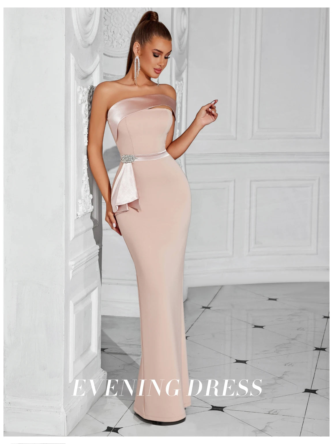 Women's One Shoulder Diamond Bodycon Club Dress