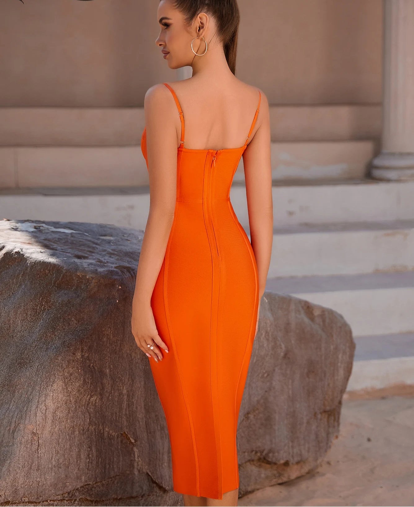 Women's Summer Sleeveless Bandage Spaghetti Strap Bodycon Evening Dress