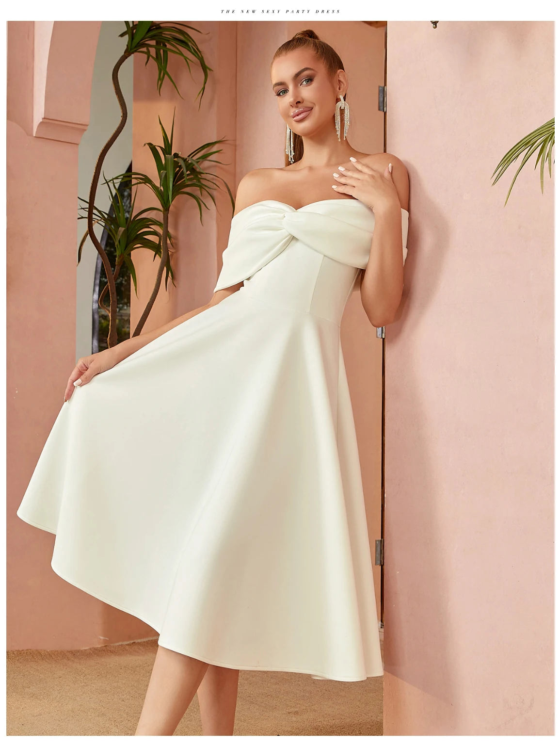 Off Shoulder Bow Elegant Evening Gown Dress