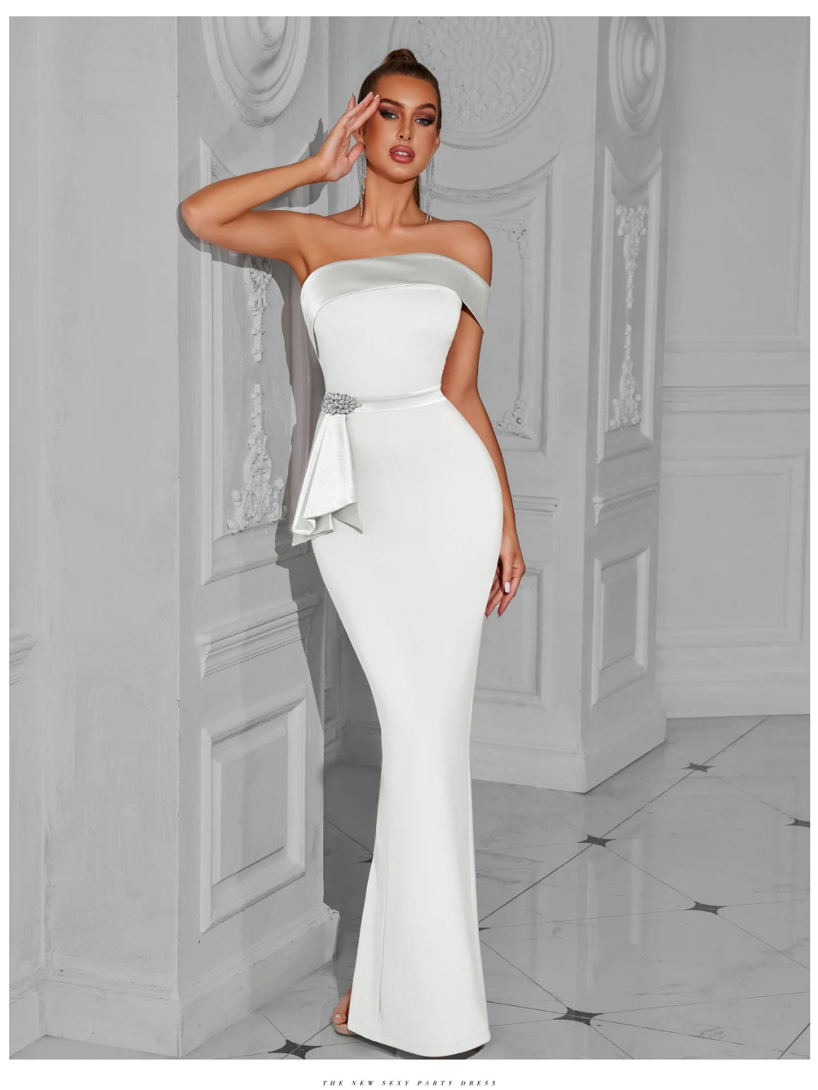 Women's One Shoulder Diamond Bodycon Club Dress