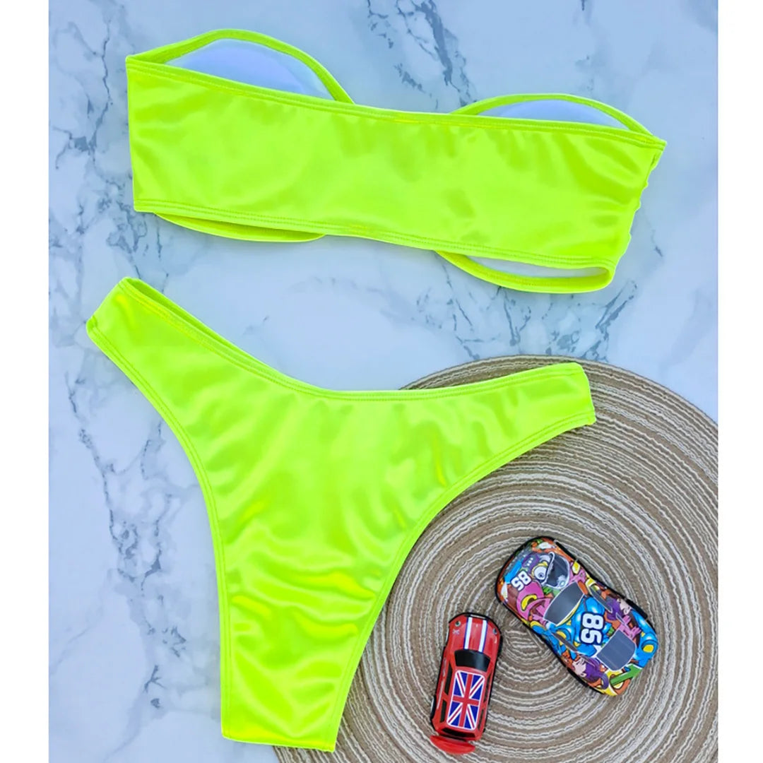 Women's Bandeau Bikini Women Swimwear Female Swimsuit Two-pieces Bikini set Padded Bather Bathing Suit Swim V4647