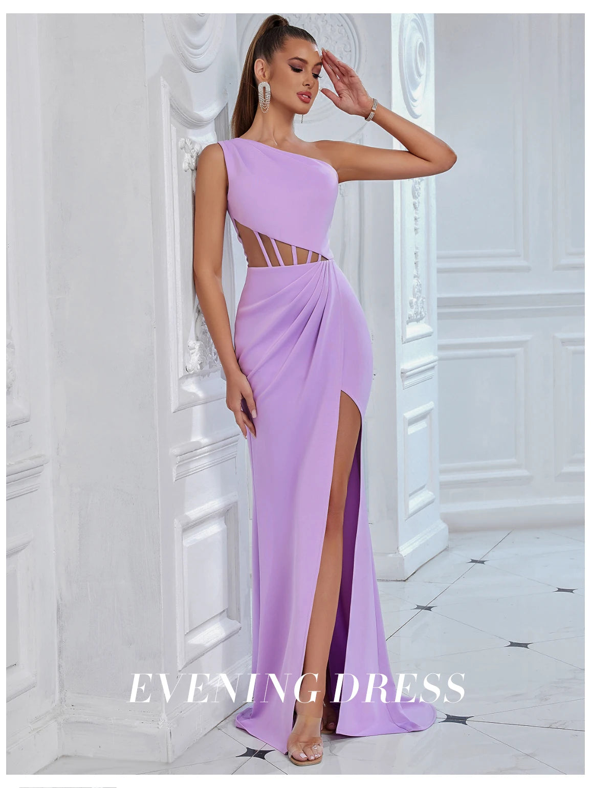 Women's One Shoulder Mesh Summer Sleeveless Draped Dress