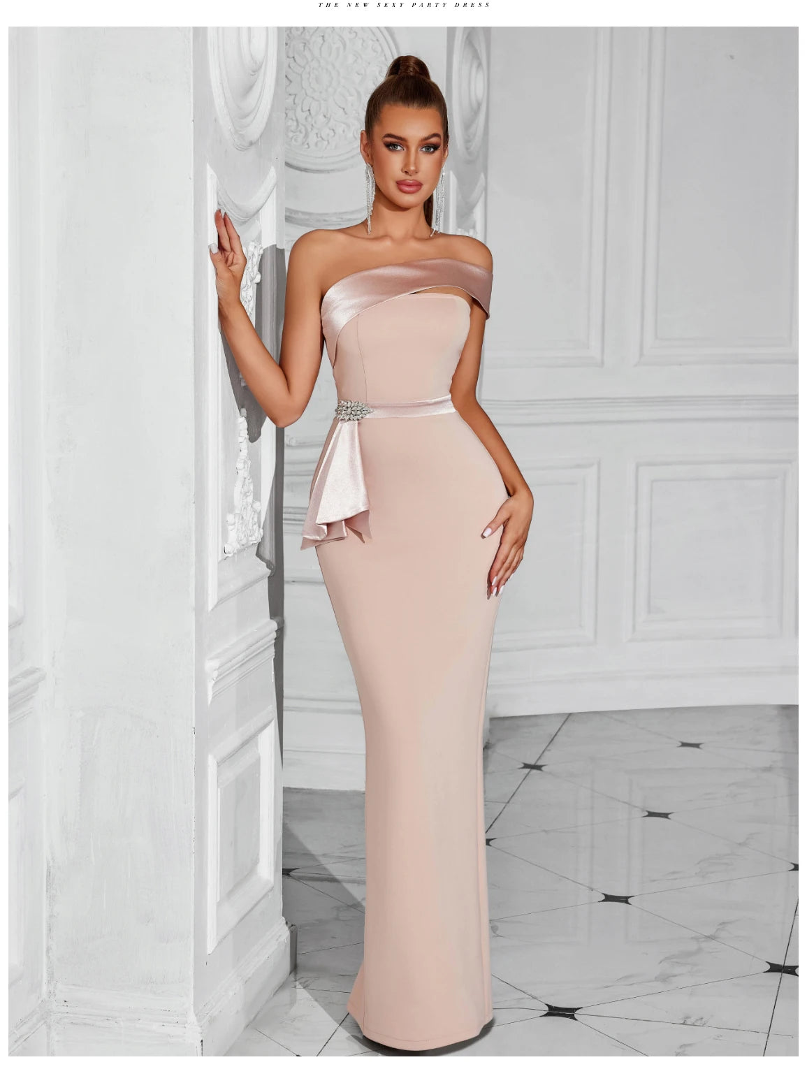Women's One Shoulder Diamond Bodycon Club Dress