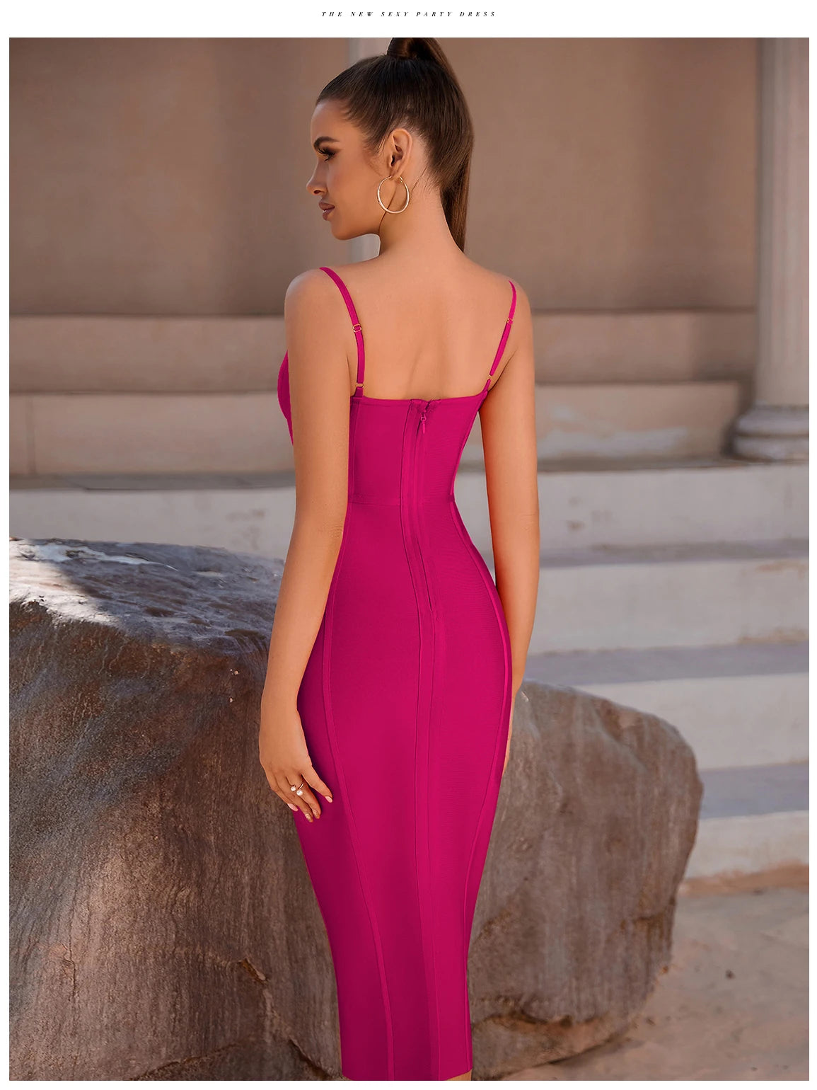 Women's Summer Sleeveless Bandage Spaghetti Strap Bodycon Evening Dress