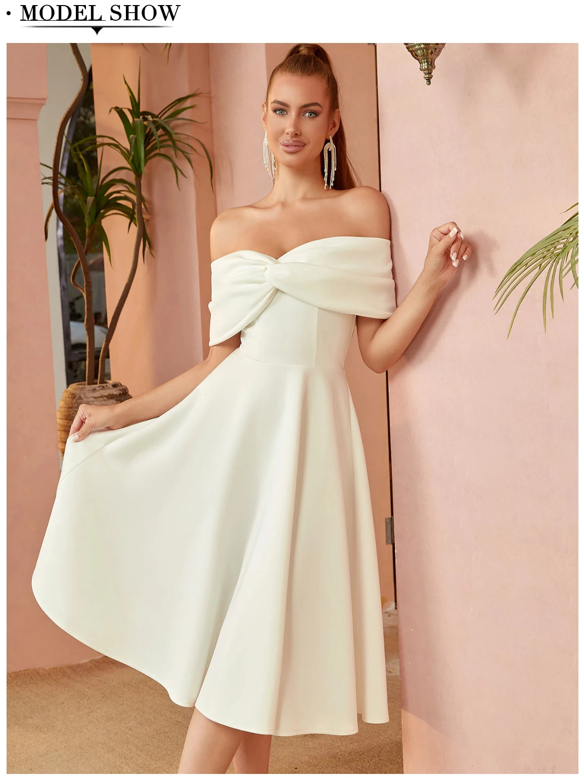 Off Shoulder Bow Elegant Evening Gown Dress