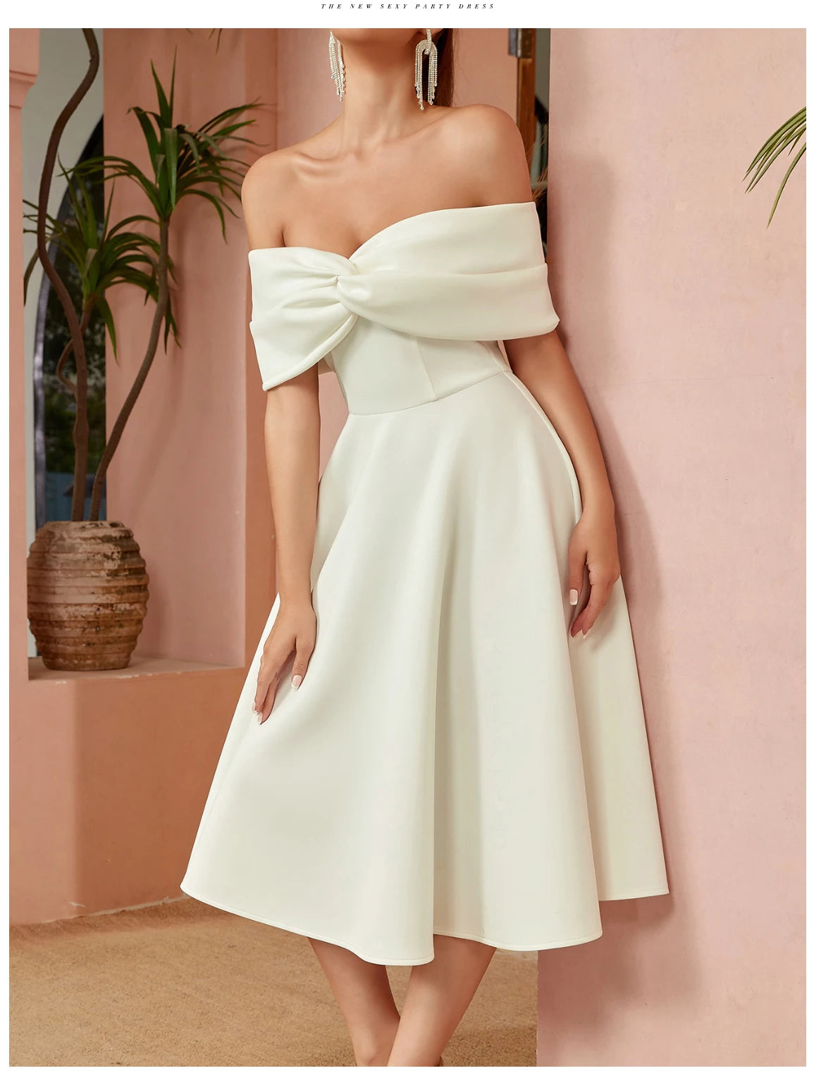 Off Shoulder Bow Elegant Evening Gown Dress