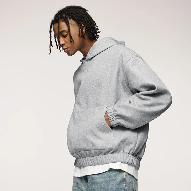 Men's Heavyweight Fleece Crop Boxy Premium Cozy Hooded Sweatshirt