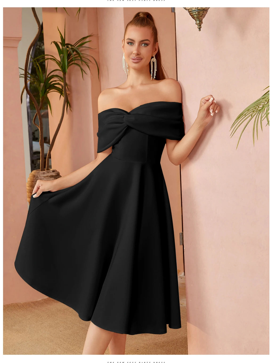 Off Shoulder Bow Elegant Evening Gown Dress