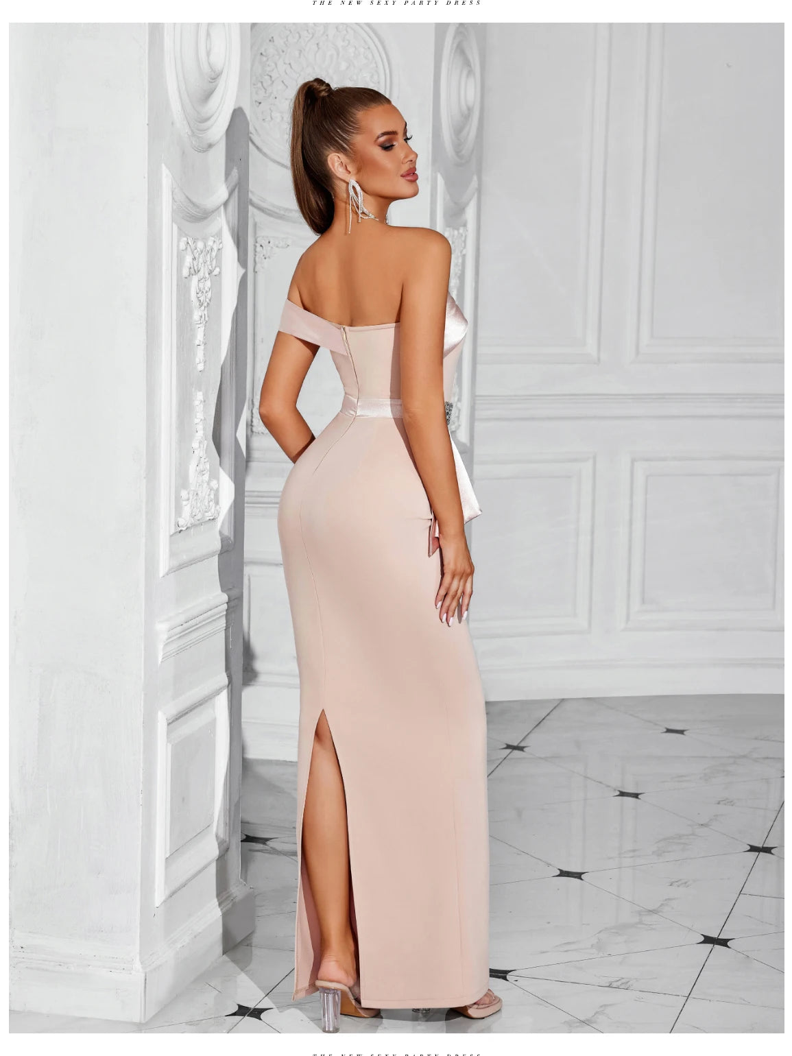 Women's One Shoulder Diamond Bodycon Club Dress
