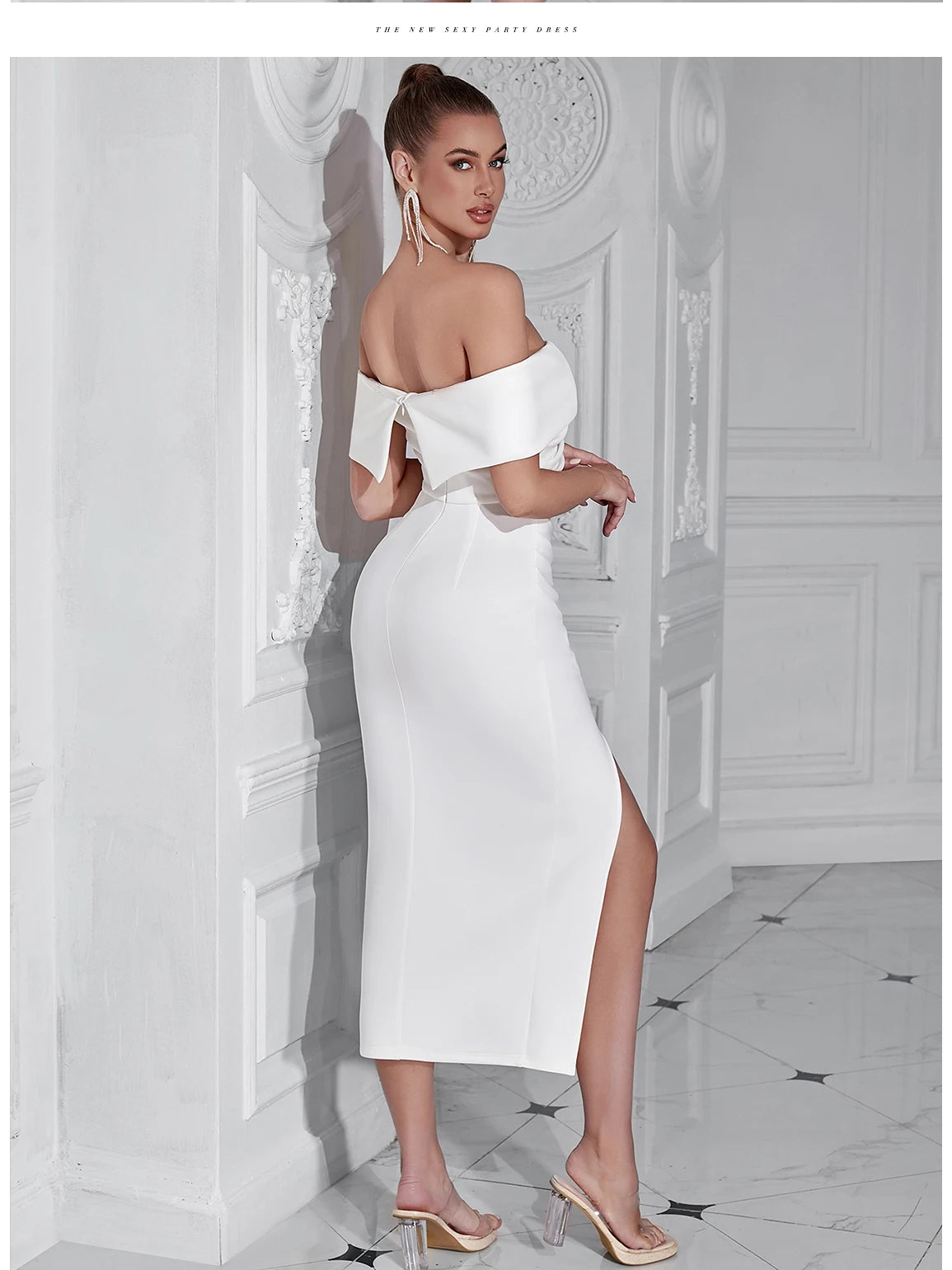 Women's Summer Midi Off Shoulder Draped Party Dress