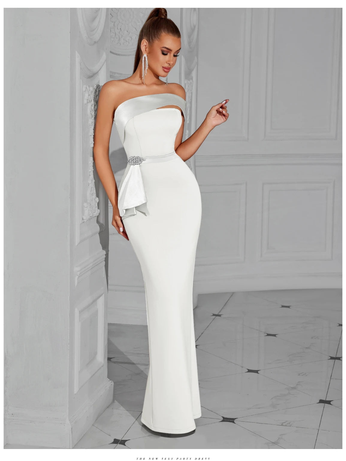 Women's One Shoulder Diamond Bodycon Club Dress