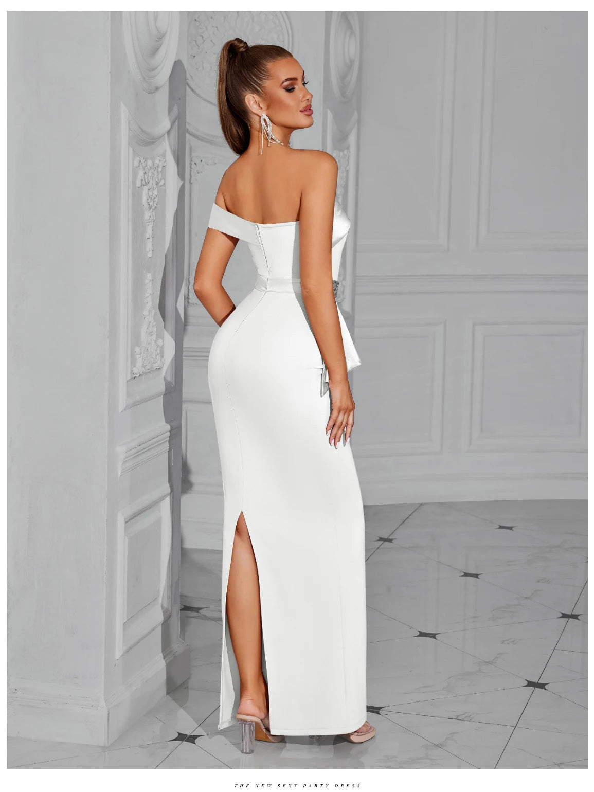 Women's One Shoulder Diamond Bodycon Club Dress