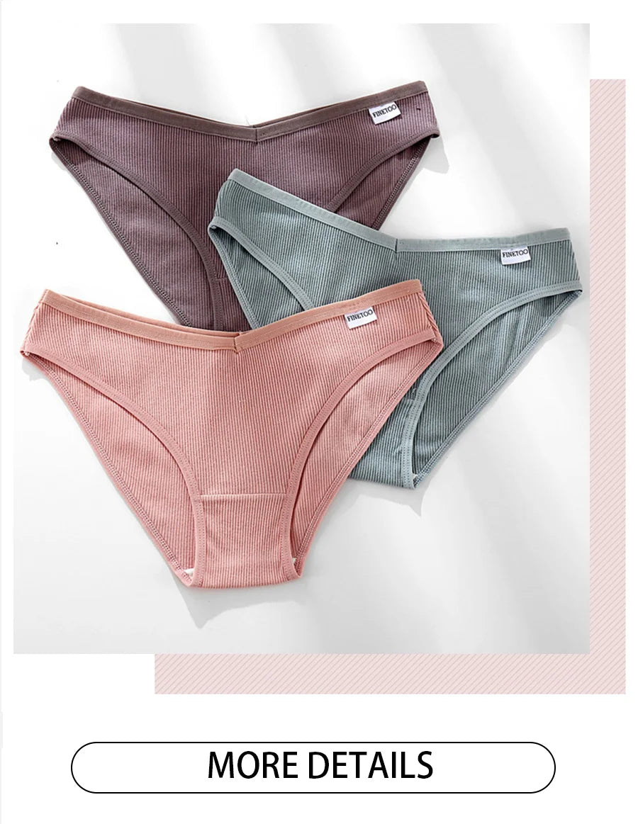 Women's 3PC Cotton V Waist Underwear Brief Comfortable Underpants Lingerie