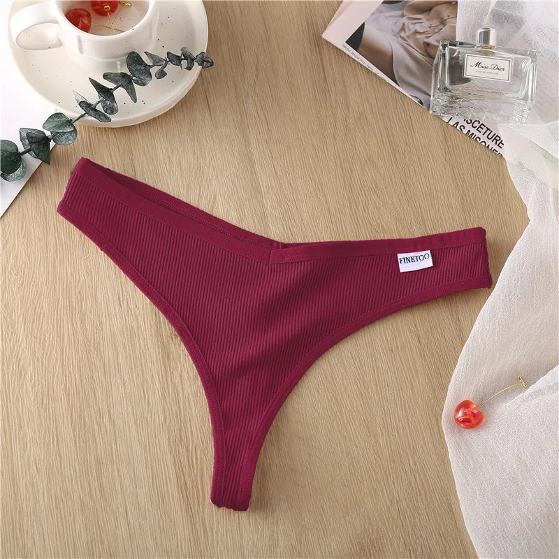 Women's Fruit Embroidery Thongs Cotton T-back Underpants G-string V Waist Underwear Bikini Lingerie