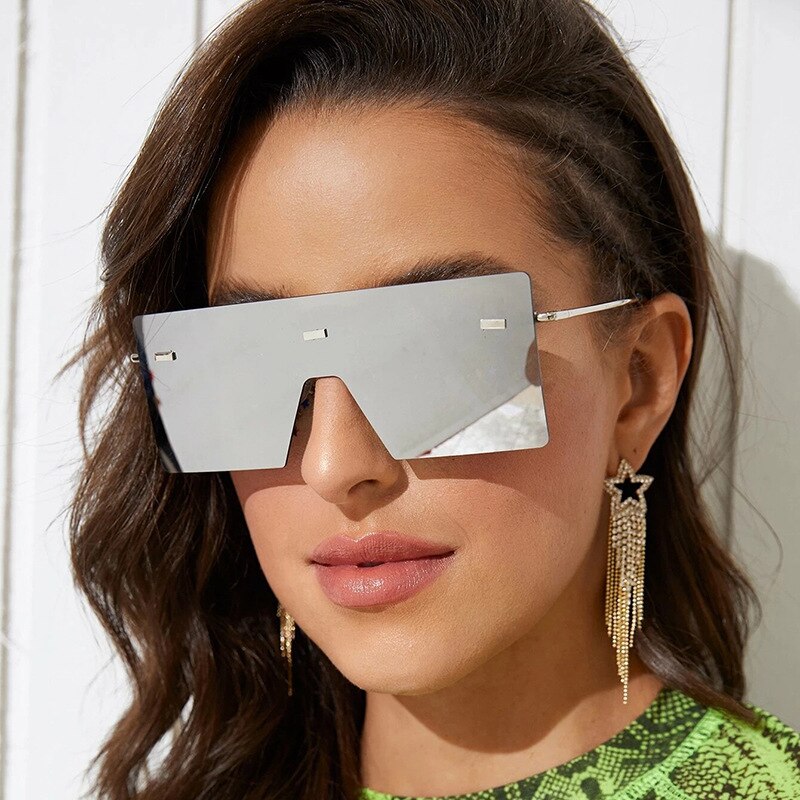 Unisex Classic Rimless Oversized Sunglasses Uv400