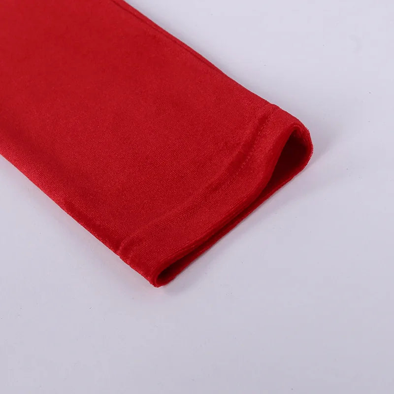 Women's Gown Long Dress - Gloves Sleeve Velvet Slit Maxi Ruched Dress
