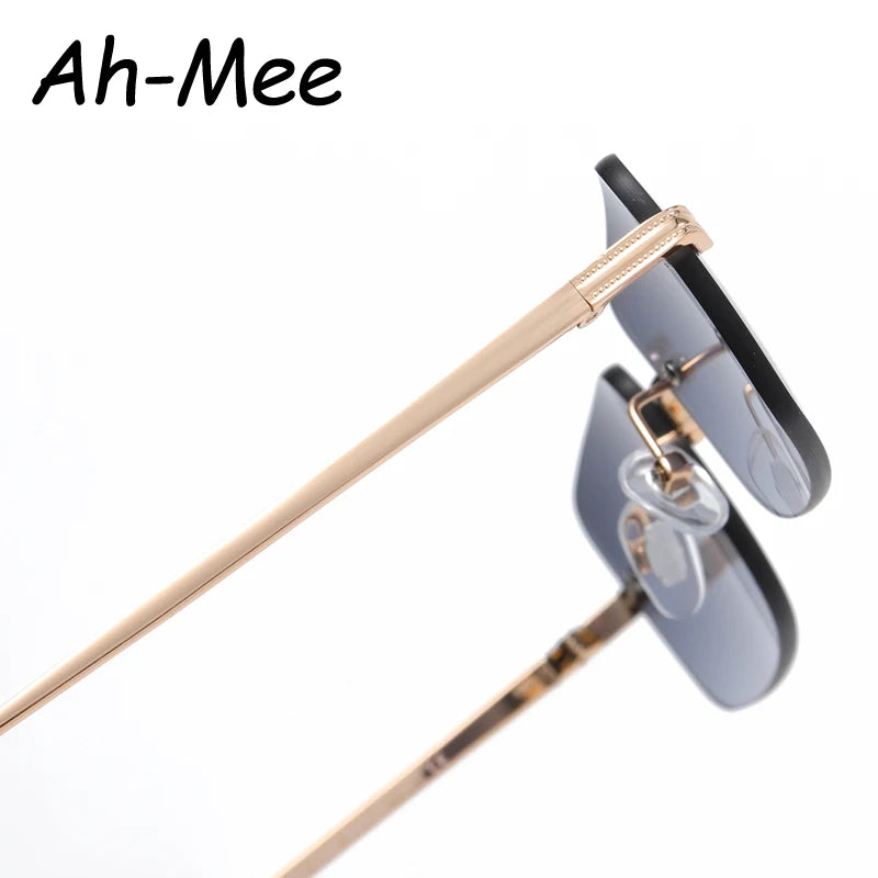 Small Rimless Square Sunglasses - UV400 Protection Metal Frame