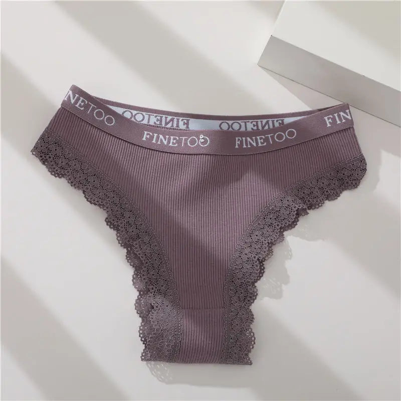 Women's Cotton Lace Low Waist Underwear Thongs G-String Lingerie