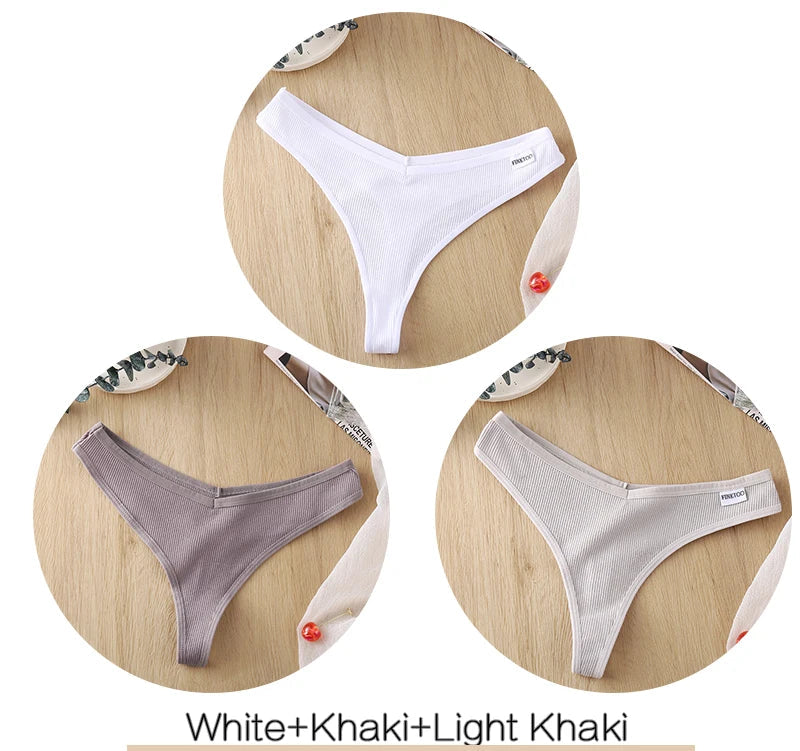 Women's Fruit Embroidery Thongs Cotton T-back Underpants G-string V Waist Underwear Bikini Lingerie
