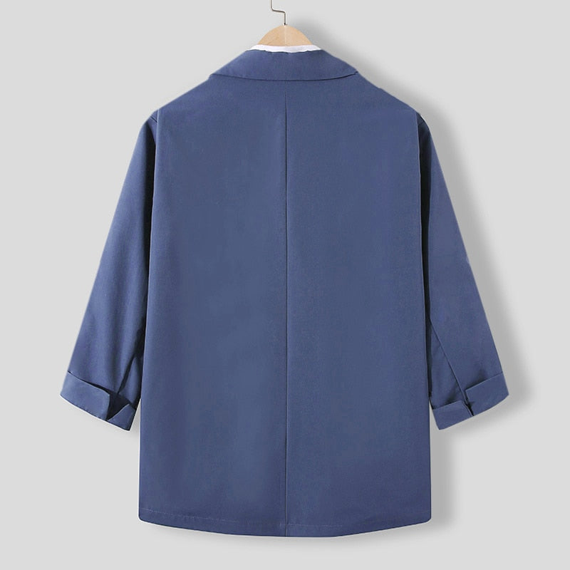Men's Lapel 3/4 Sleeve One Button Blazer S-5XL