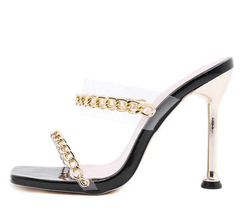Women's PVC Transparent Square Toe High Heels