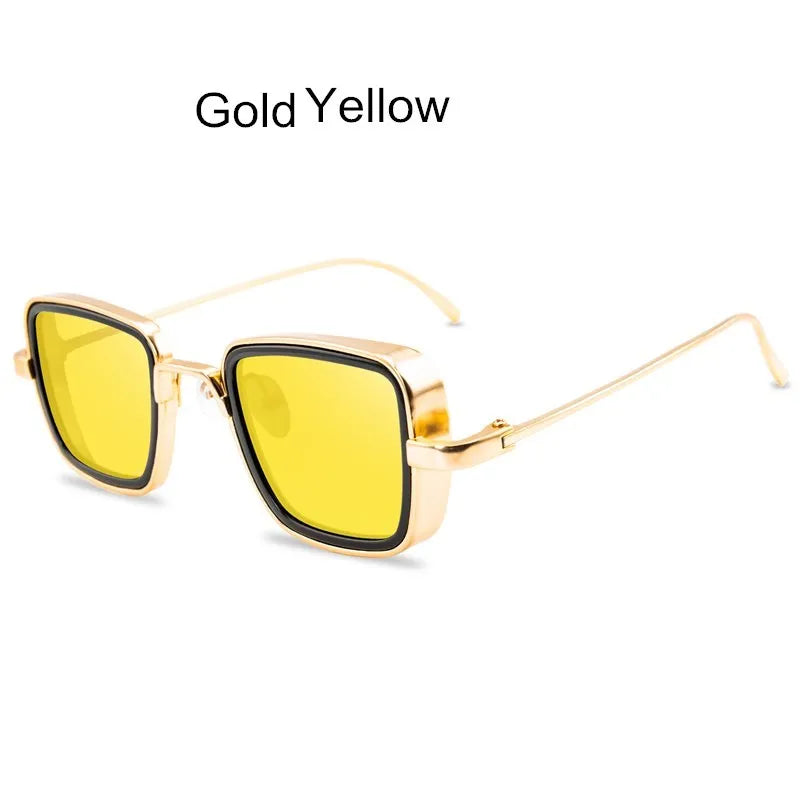 Vintage Steampunk Square Metal Frame Sunglasses - UV400 Protection