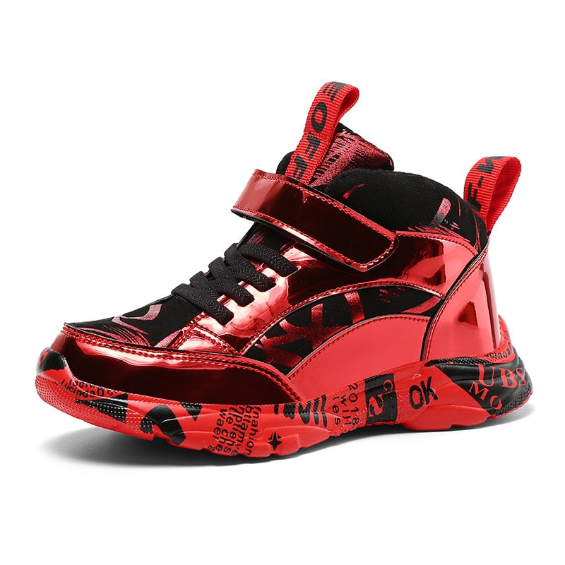 Children's Mirror PU Sneakers
